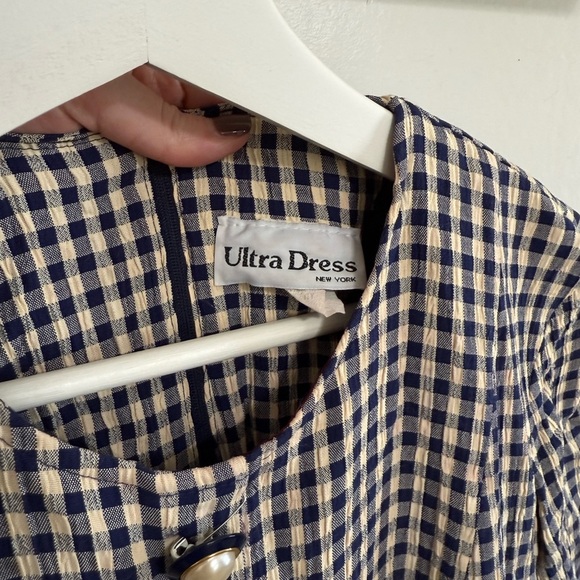 Ultra Dress Blue and Cream Checkered Dress - Picture 3 of 4